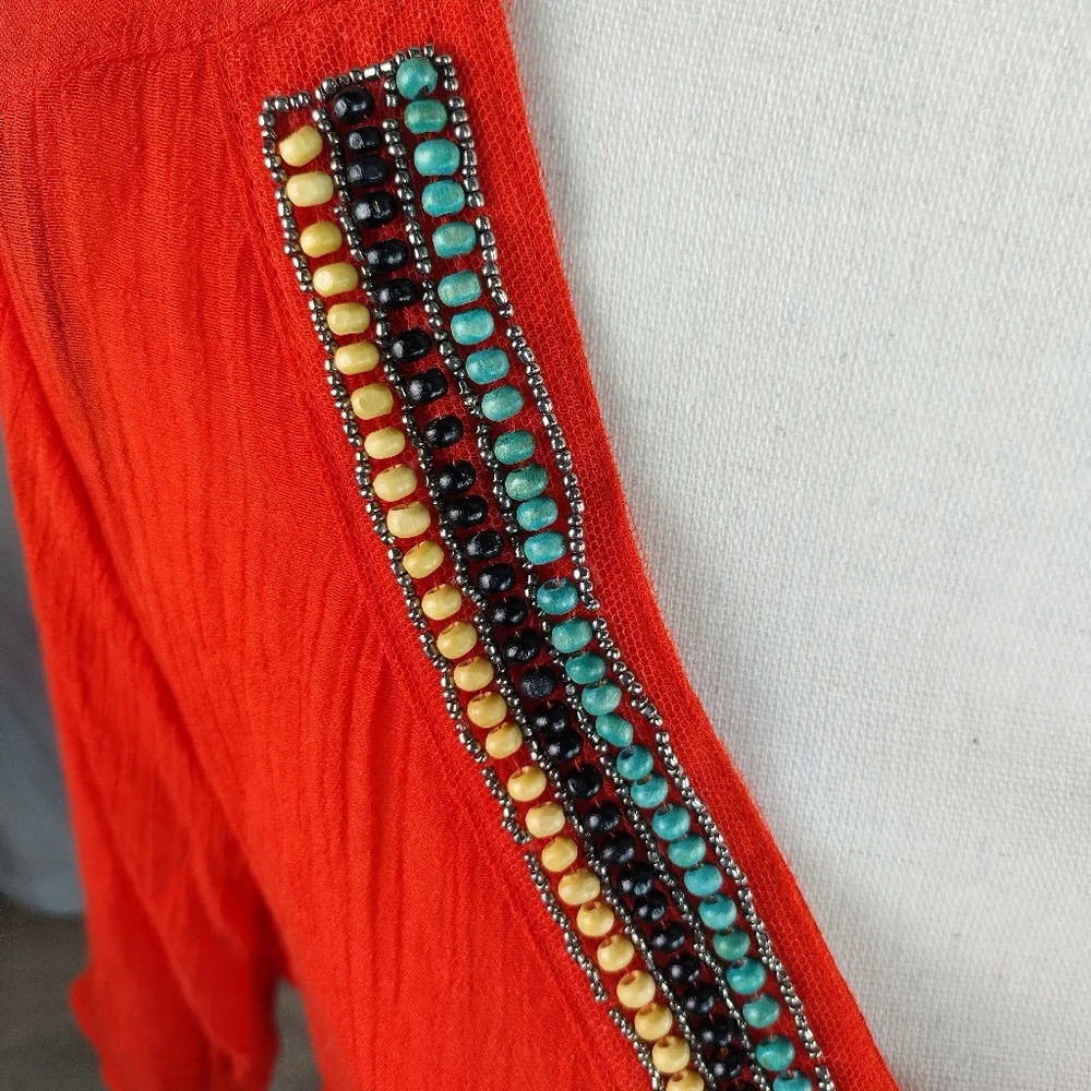 Zac & Rachel Women's Size XL Orange Beaded Blouse City Fashion - Picture 4 of 13